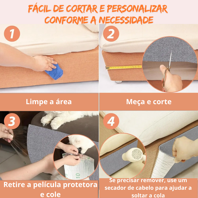 Carpete Arranhador Adesivo Para Gatos - Protetor para Sofá, Cama, Poltrona e Parede