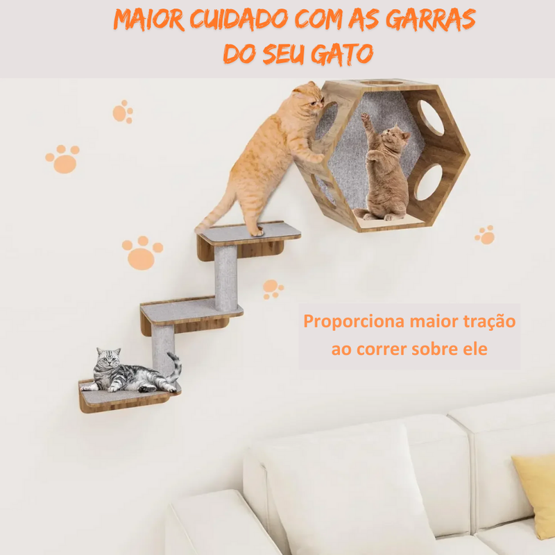 Carpete Arranhador Adesivo Para Gatos - Protetor para Sofá, Cama, Poltrona e Parede
