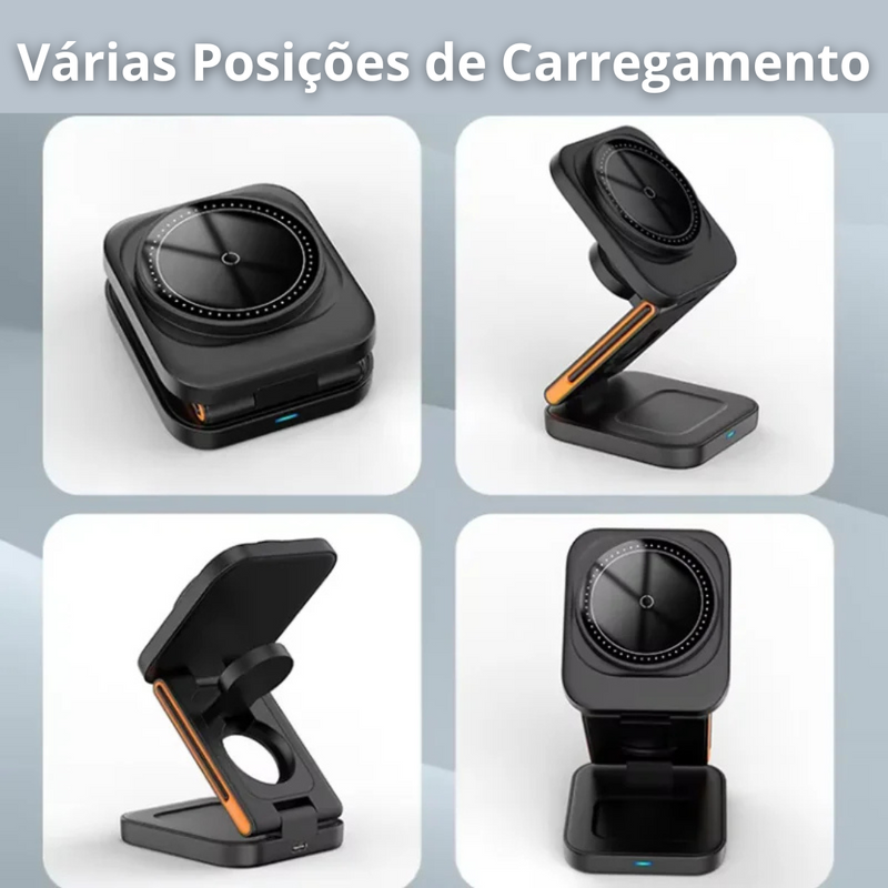 Carregador Dobrável Magnético Sem Fio 3 em 1